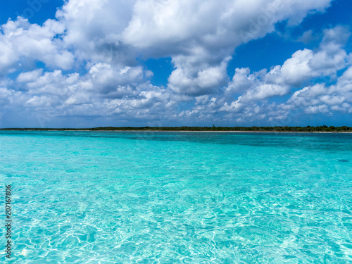Clear water near mexican island on summer day
