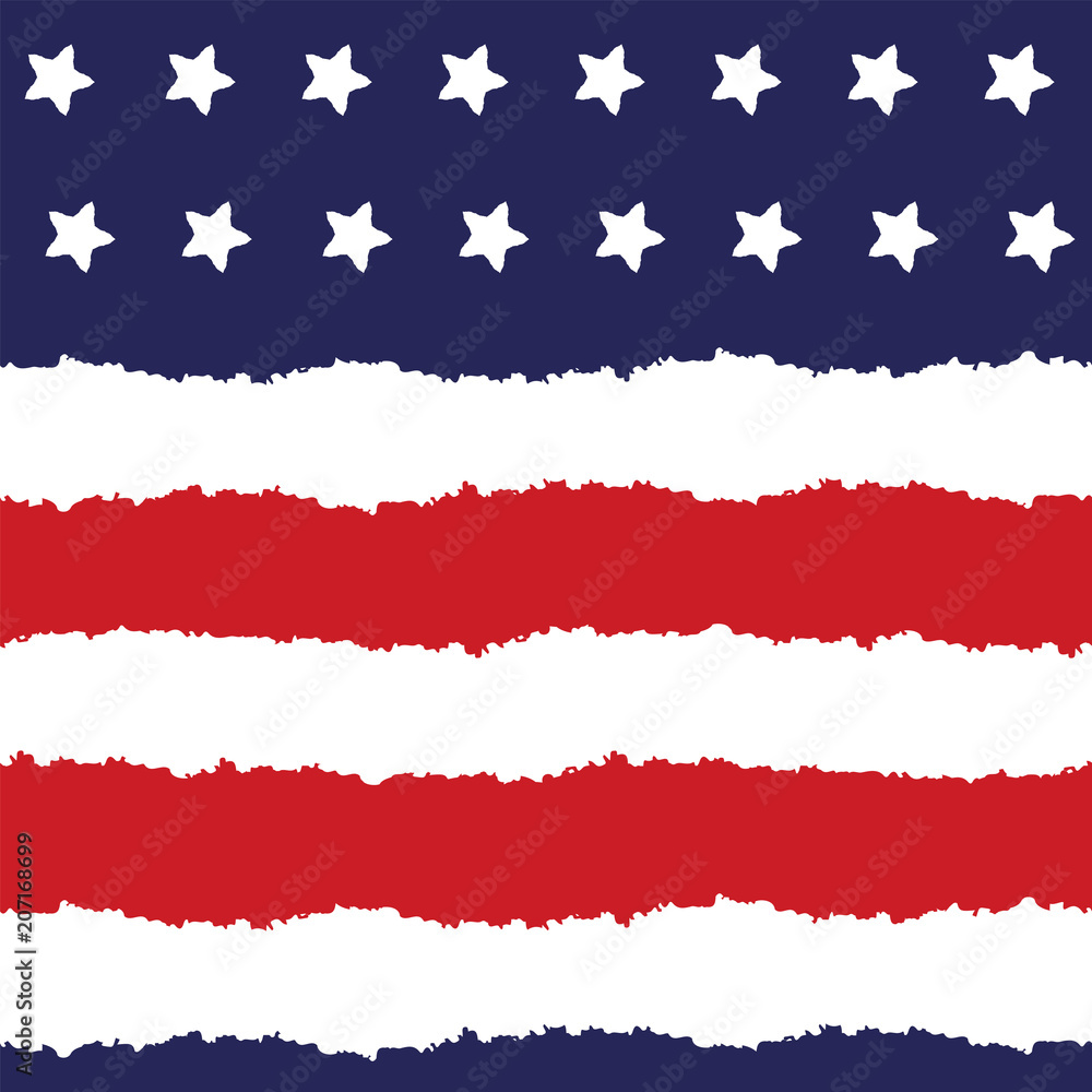 Festive seamless background in national colors USA red white blue. Strips and stars, fireworks Great idea for decorating the holiday on July 4th, Independence memory Days, barbecue party Festive seamless background in national colors USA red white blue. Strips and stars, fireworks Great idea for decorating the holiday on July 4th, Independence memory Days, barbecue party