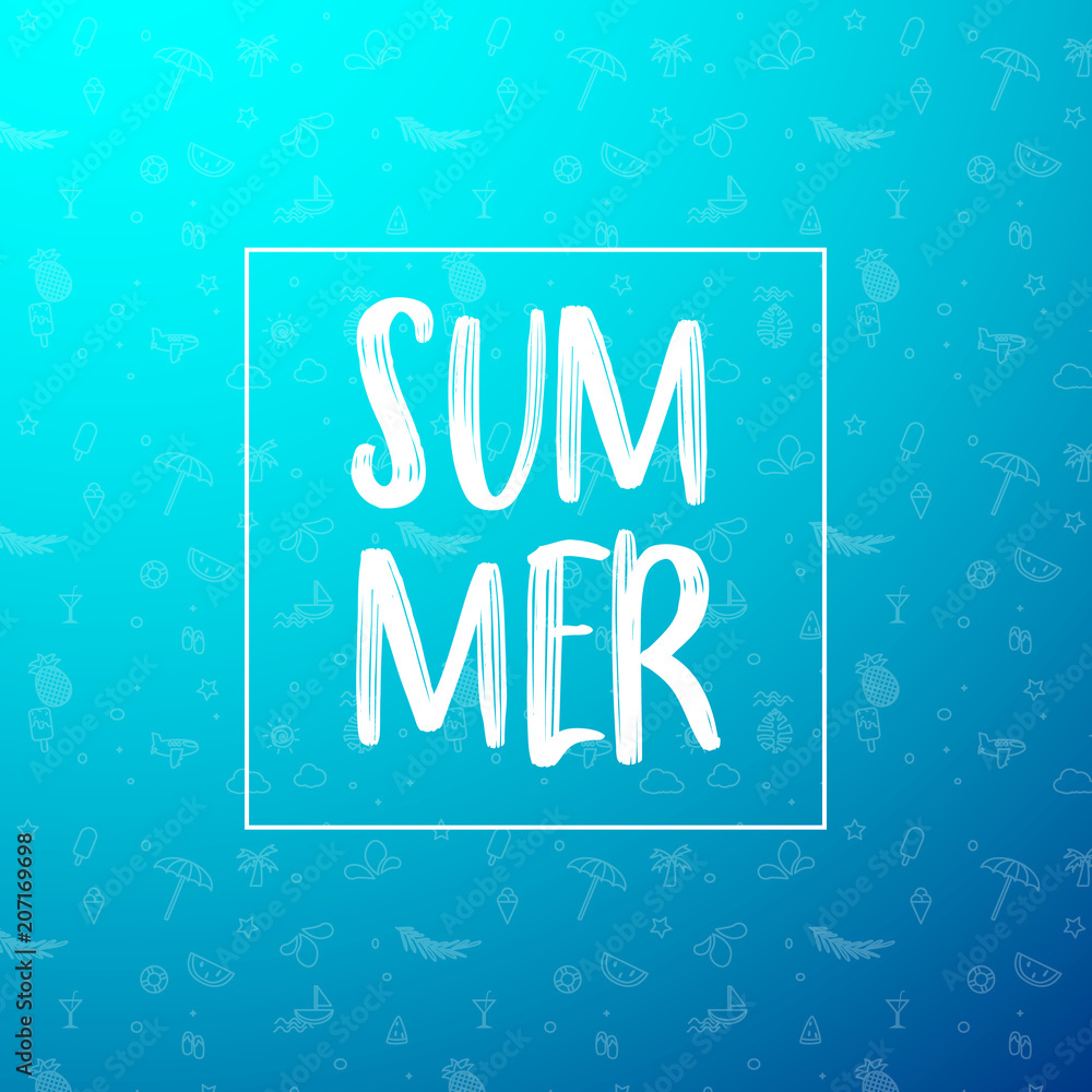 Summer sale banner vector illustration sea with beach drawn