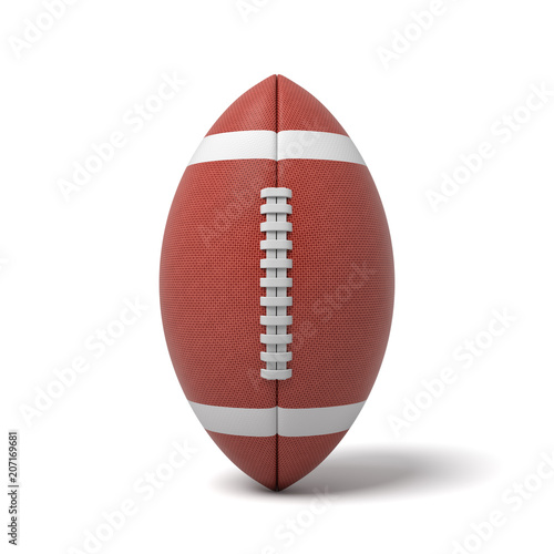 3d rendering of a red oval ball for American football on a white background.