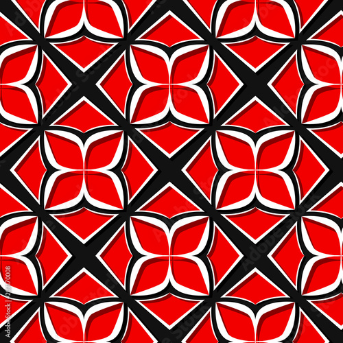 Seamless floral pattern. Red and black 3d designs