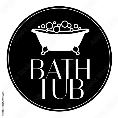 Isolated logo icon Bath tub with bubbles. Vector illustration on white background black and white