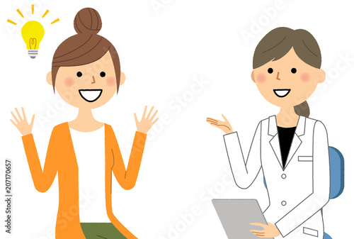 白衣の女性　問診　診察