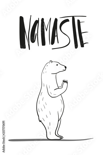 funny yoga with polar bear, fitness white bears, yoga poses, Surya Namaskara meditation. Ashtanga vinyasa yoga poses