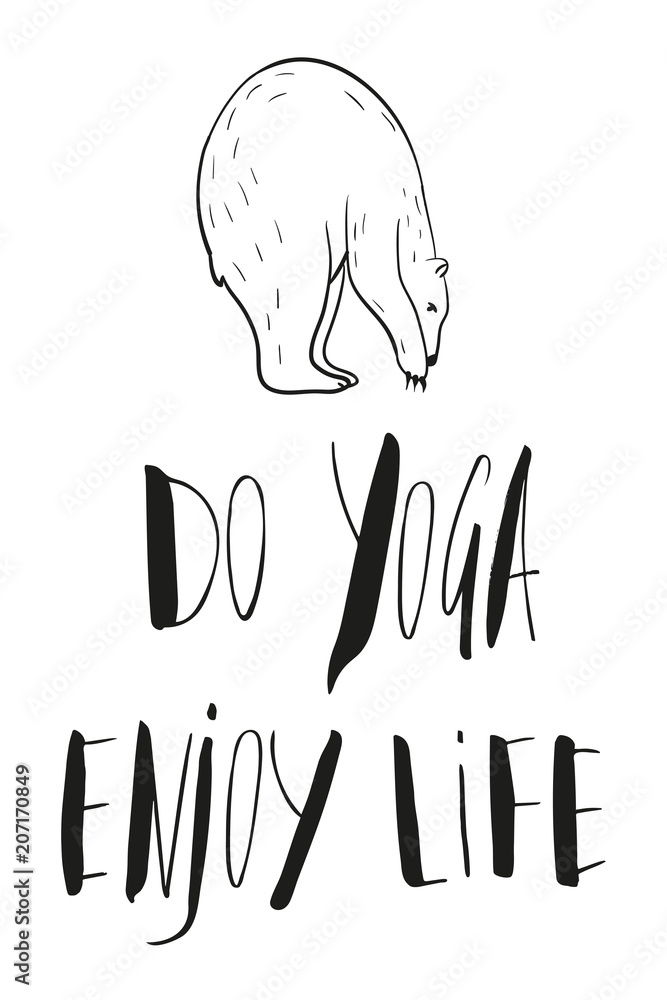 Obraz premium funny yoga with polar bear, fitness white bears, yoga poses, Surya Namaskara meditation. Ashtanga vinyasa yoga poses
