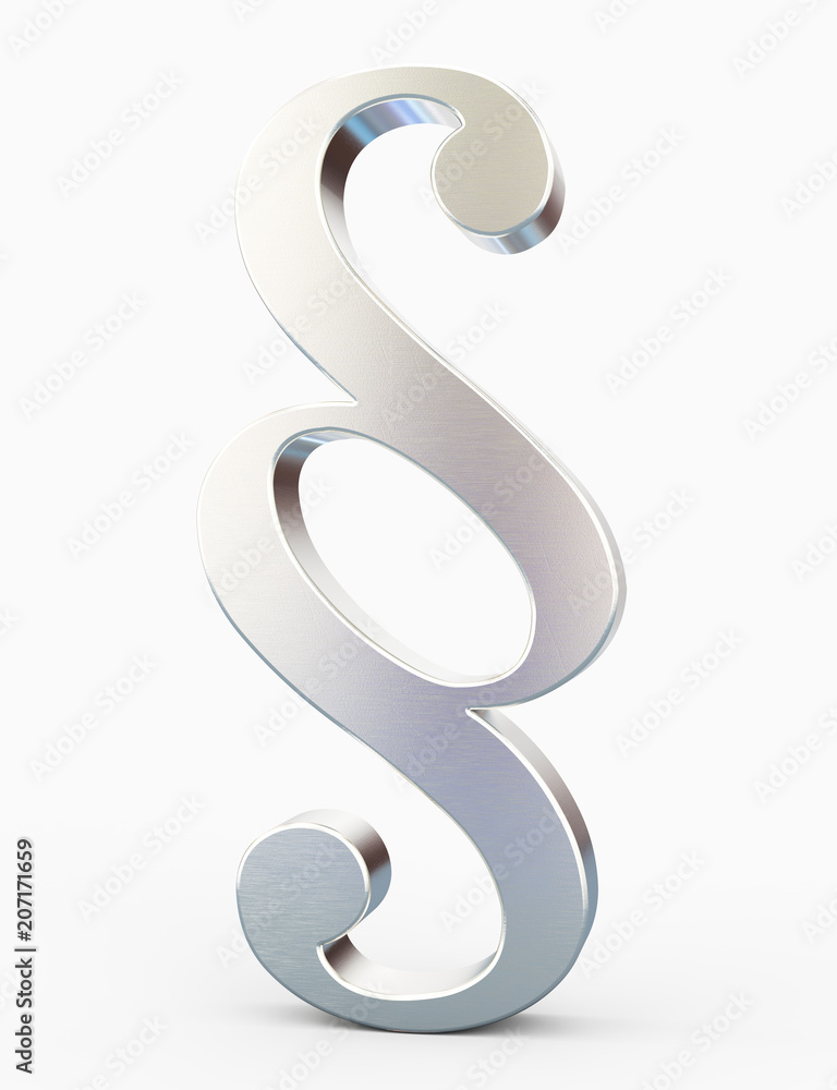 Justice and Law concept with a paragraph silver symbol isolated on white - 3D Rendering Justice and Law concept with a paragraph silver symbol isolated on white - 3D Rendering