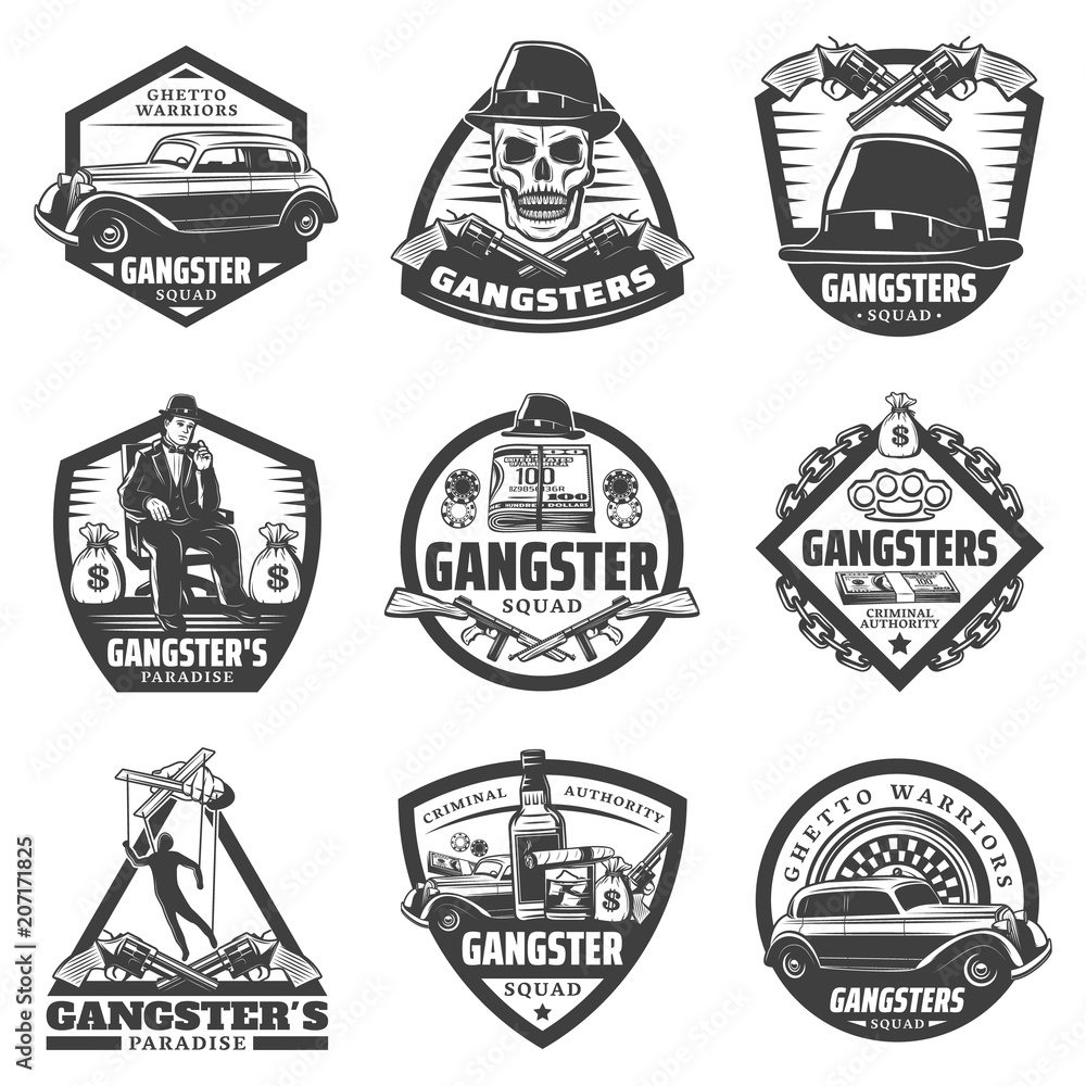 Vintage Gangster Labels Set