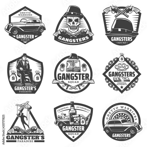Vintage Gangster Labels Set