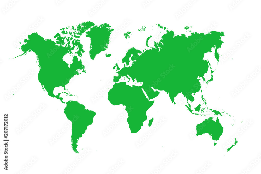 green map of the world ,Silhouette background