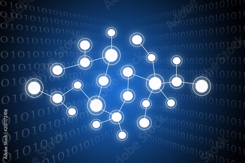 Abstract network design on blue background , 3d illustration