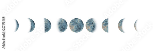 Moon phases set watercolor isolated