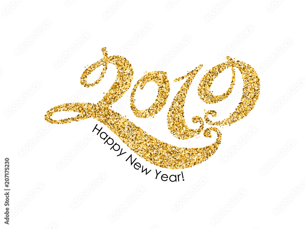 2019 Happy New Year background. Seasonal greeting card template.