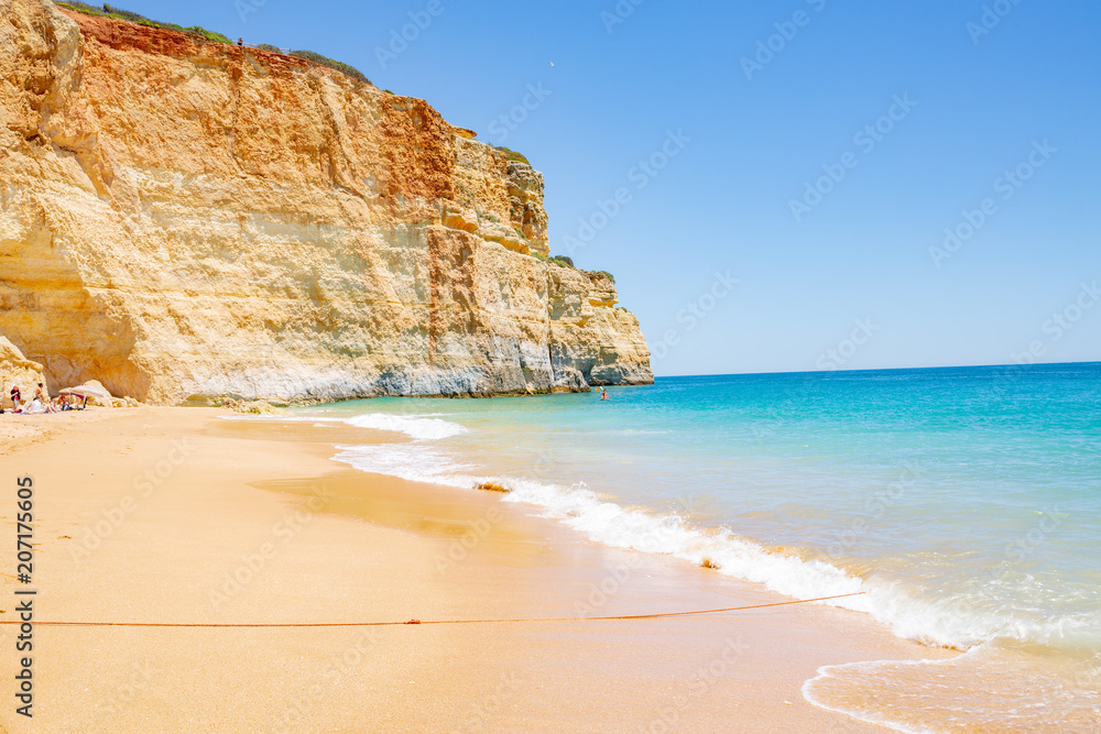 Idyllic sand beach near Portimoa in Algarve, Portugal