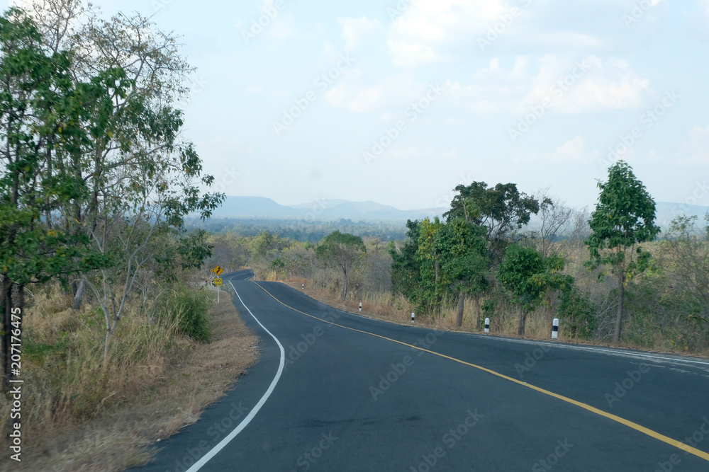 curve asphalt road view