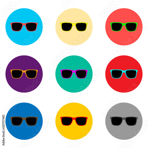 Vector icon illustration logo for set symbols beach sunglasses to the sea