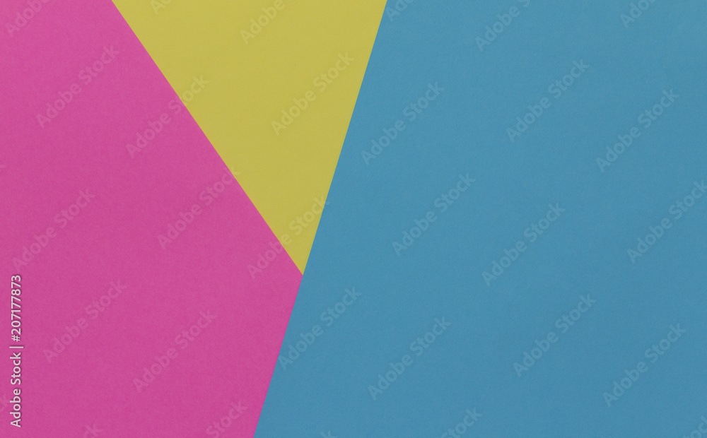 Creative geometric  paper background. Pink, blue, yellow  colors. Abstraction. Template.