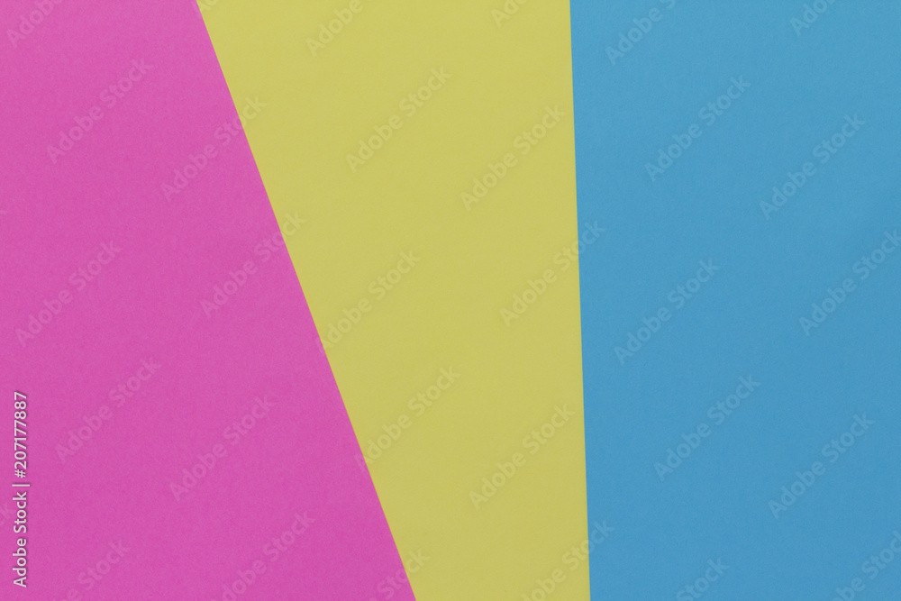 Creative geometric  paper background. Pink, blue, yellow colors. Abstraction. Template.