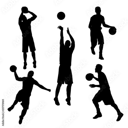 vector of silhouette basketball player in action