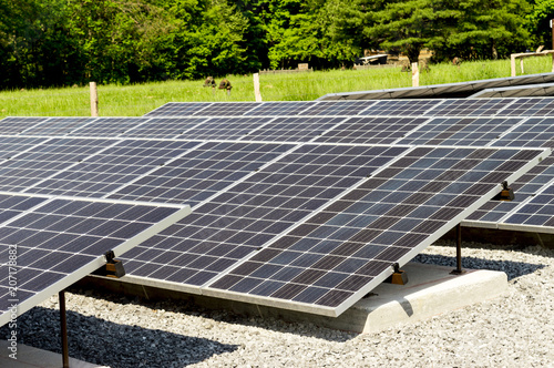 Close up of Solar Panels With Focus on the Front. Cades Cove Tennessee
