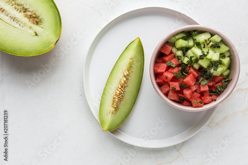 mix of Creative layout made of fresh water melon and melon photo