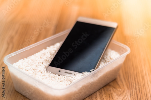 Water damaged phone in rice