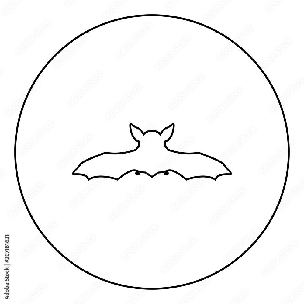 Obraz premium Night bat black icon in circle outline