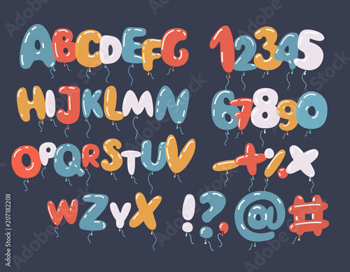 Vector of colorful balloon font and alphabet