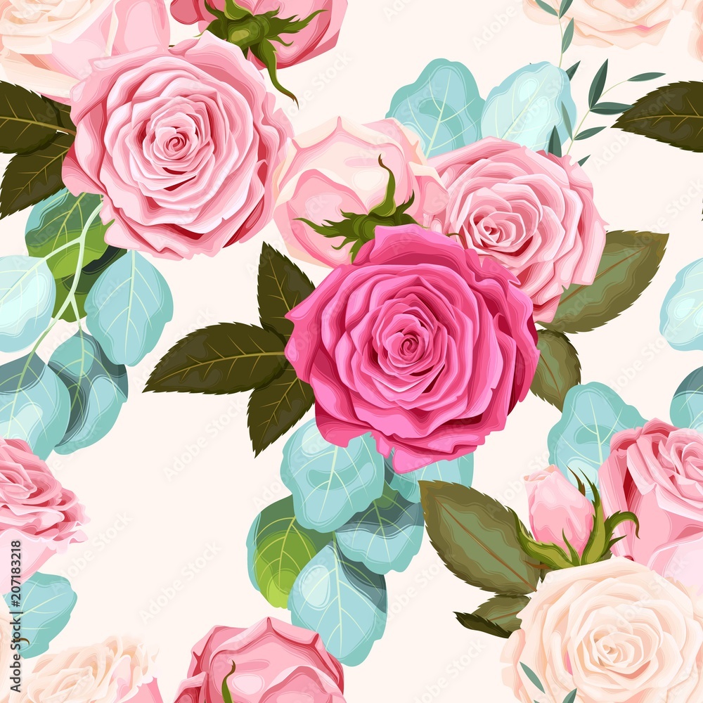 Seamless pattern with roses