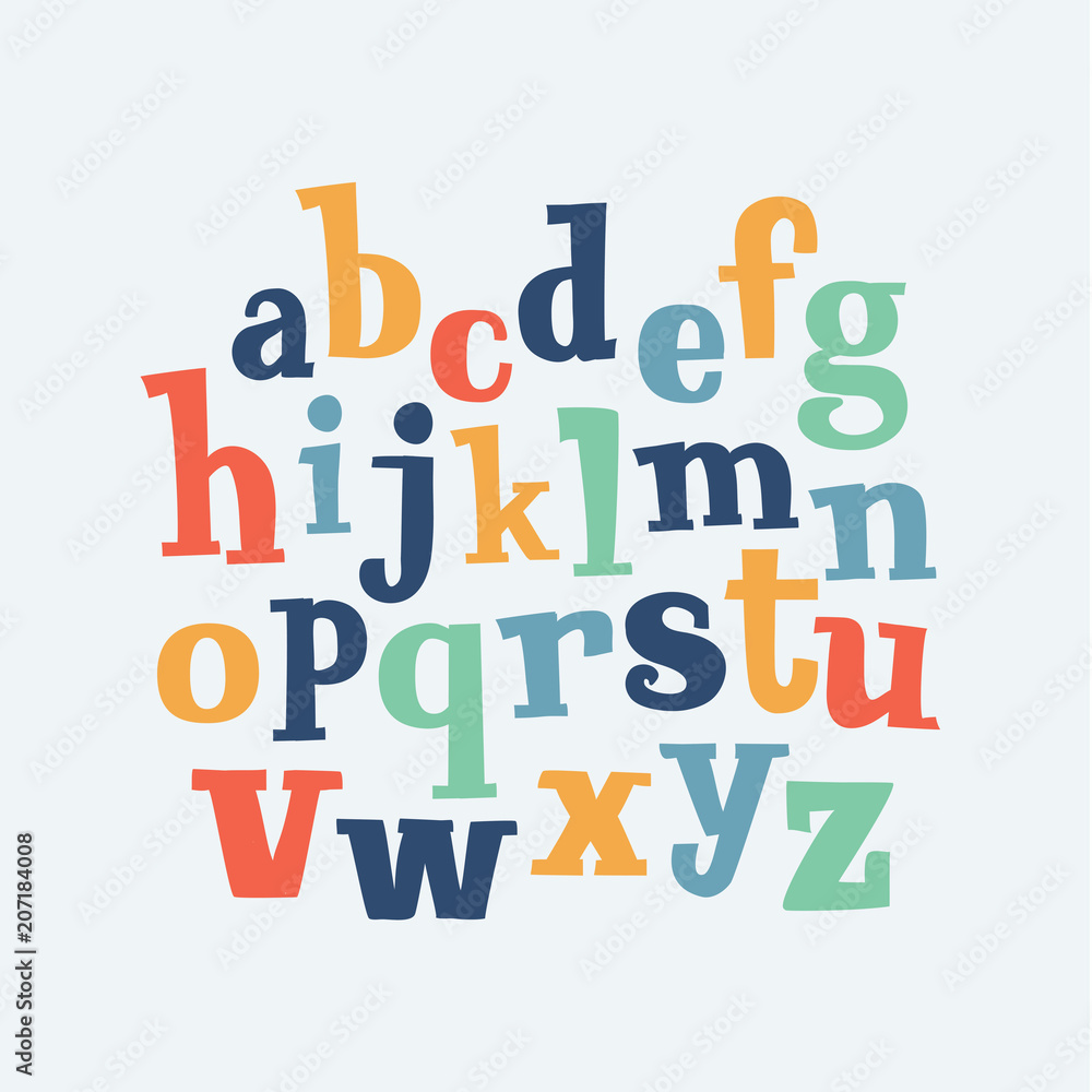 Vector hand drawn cute cartoon english letters Vector hand drawn cute cartoon english letters