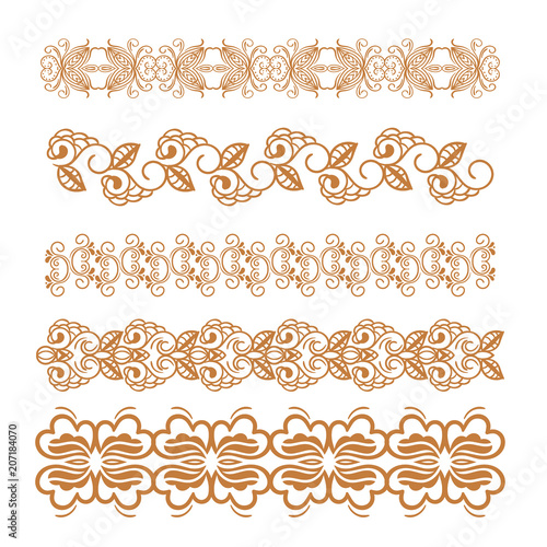 Henna tattoo brown mehndi flower doodle ornamental decorative indian design p...