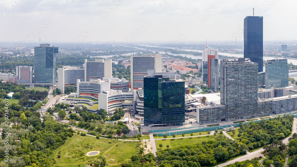 Obraz premium Panoramic view of UNO city in Vienna, Austria.
