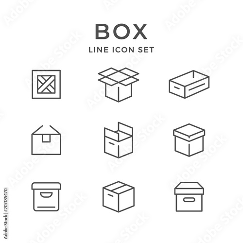 Set line icons of box