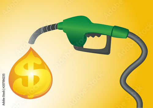 Expensive fuel concept vector. Gas station pump background.