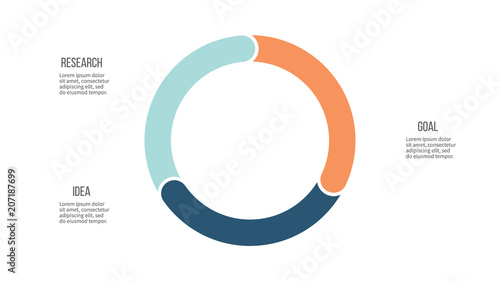Business infographics. Circle with 3 parts, options. Vector template.