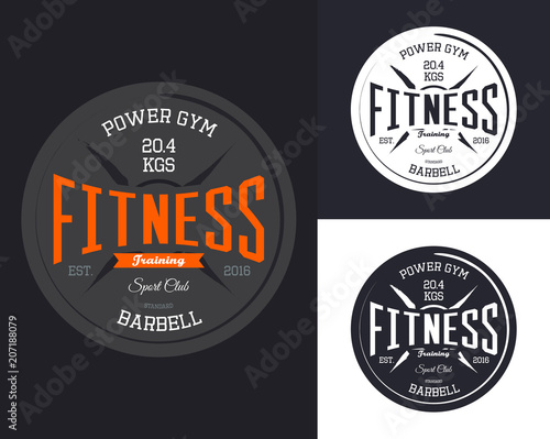 Fitness or gym sign with barbell