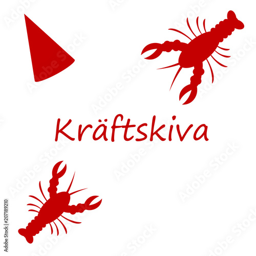 Swedish crayfish party called "kräftskiva". Vector illustration.