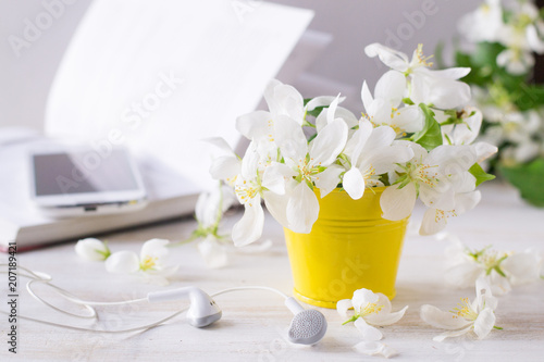 Flowers of apple tree in vase