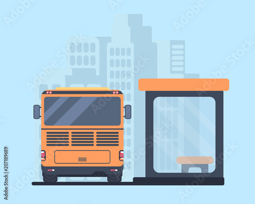 Travel bus and bus stop.