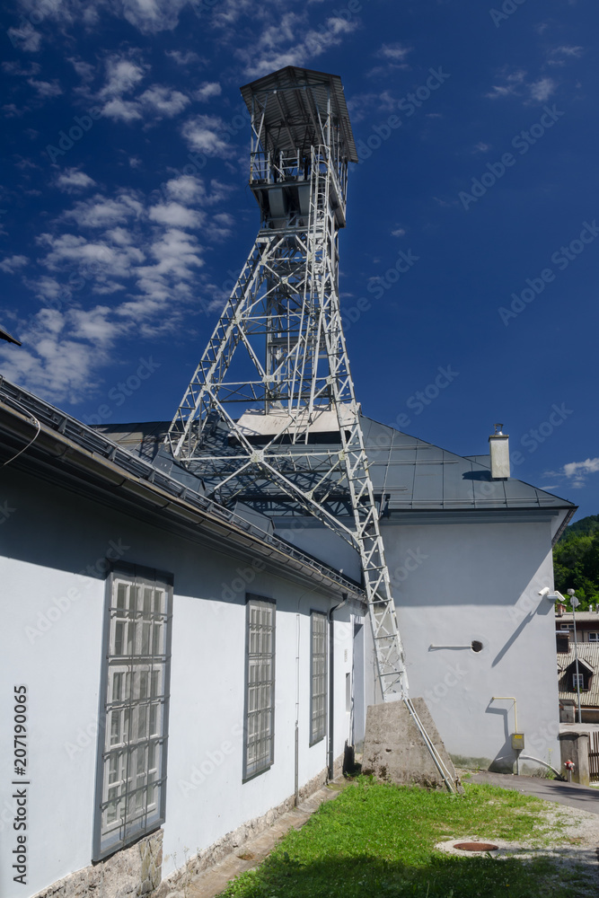 Headframe of the historic mercury mine in Idrija, Slovenia