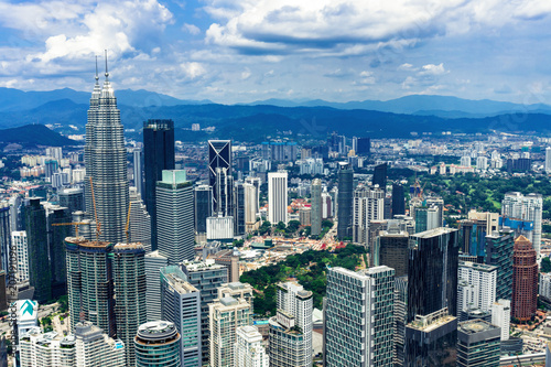 Kuala Lumpur city skyline with skyscrapers