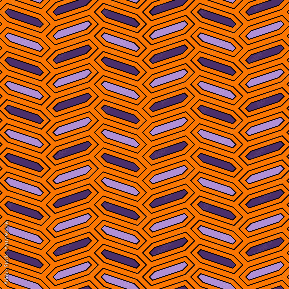 Fototapeta premium Seamless pattern with vertical braid ornament. Octagons tile background. Herringbone motif. Geometric wallpaper