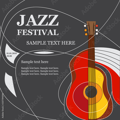 Template Design Poster with acoustic guitar