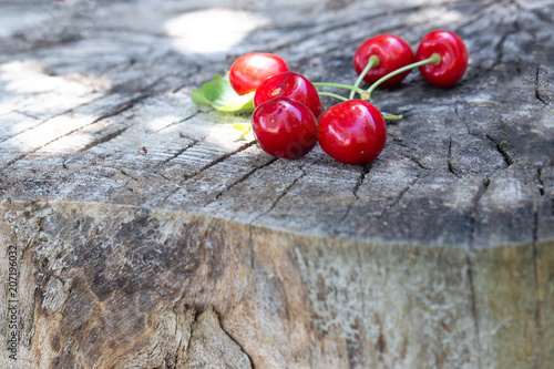 Cherry on a wooden background