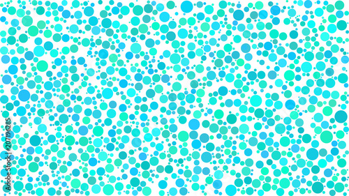 Abstract background of circles of different sizes in shades of light blue colors on white background.