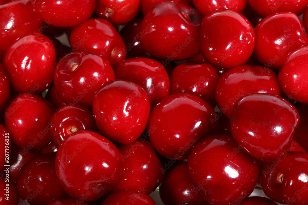Red ripe sweet cherries close-up Red ripe sweet cherries close-up