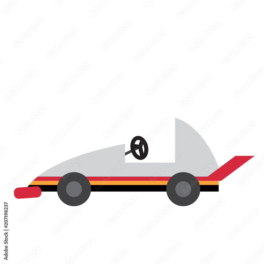 Go-Cart transportation cartoon character side view isolated on white background vector illustration. Go-Cart transportation cartoon character side view isolated on white background vector illustration.