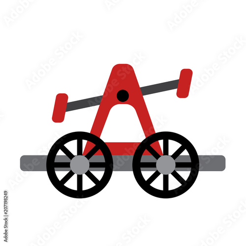 Handcar transportation cartoon character side view isolated on white background vector illustration.