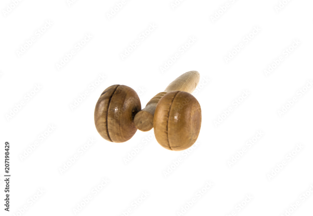 roller wooden massager on isolated white background roller wooden massager on isolated white background
