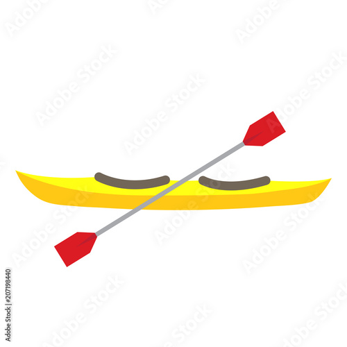 Kayak transportation cartoon character side view isolated on white background vector illustration.