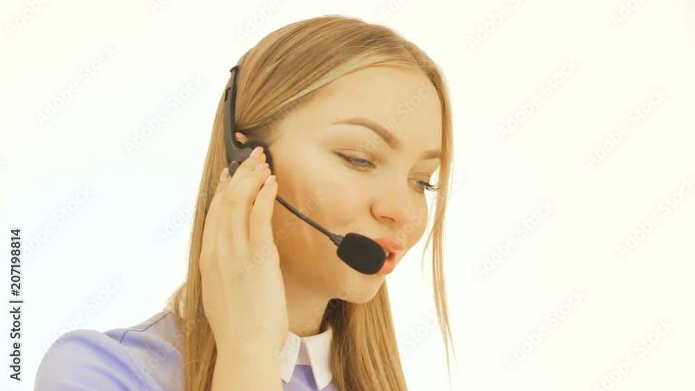 Beautiful girl, support service, isolated Beautiful girl, support service, isolated